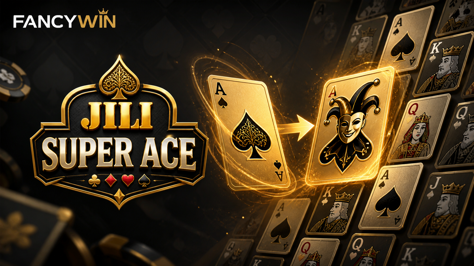 Super Ace: মিল, cascade ও অতিরিক্ত ঘূর্ণির নিয়ম | Fancywin Super Ace Casino গেমে তাসের প্রতীক ও Golden Card বদলের দৃশ্য